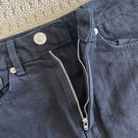 Zara Black Denim Jean Frayed Hem Mini Skirt - Picture 5 of 6